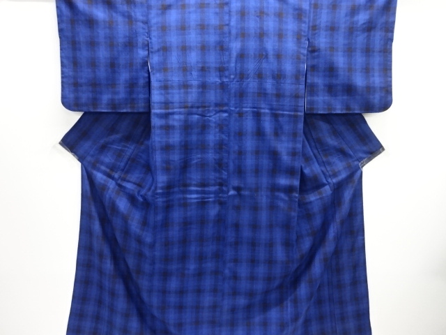 JAPANESE KIMONO / SILK / YUKI TSUMUGI / WOVEN GRID